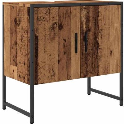 Afbeelding van Wastafelkast 60x33x60 cm bewerkt hout oud houtkleurig