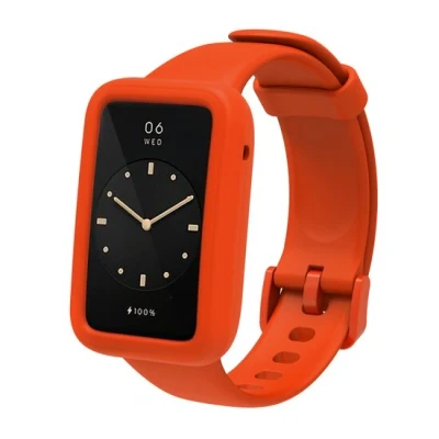 Afbeelding van Siliconen sportbandje met case Oranje Xiaomi Smart band 7 Pro