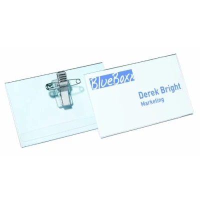 Afbeelding van Durable 814519 Doos met 50 badgehouders combi klem, 54 x 90 mm