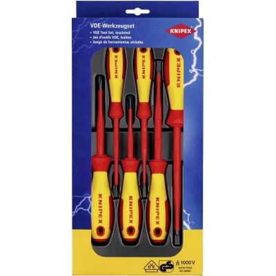 Afbeelding van Knipex 00 20 12 V02 Schroevendraaierset VDE 6 delig Plat, Kruiskop Phillips