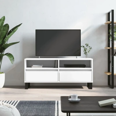 Afbeelding van Tv meubel 100x34,5x44,5 cm bewerkt hout wit