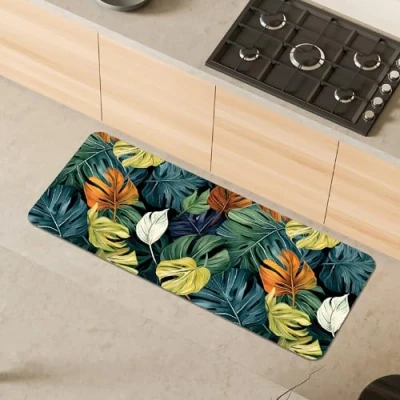 Afbeelding van Comart, Austin Keukentapijt van polyester, bedrukt, antislip, peperomia, 50 x 130 cm