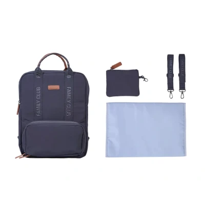 Afbeelding van CHILDHOME, Family Bag luiertas, grote capaciteit, multifunctioneel, luiermat inbegrepen, 11 vakken, geïsoleerde tas, trolleytas, kinderwagenhanger, 20,5 l, grijs