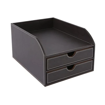 Afbeelding van Osco Kunstleer 2 Tier Sorter met Letter Tray Bruin