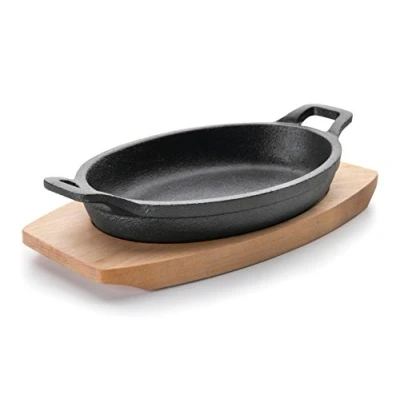 Afbeelding van Lacor 25883 Ovale steelpan met magma basis 21,7 x 15 cm van gietijzer, kleur zwart