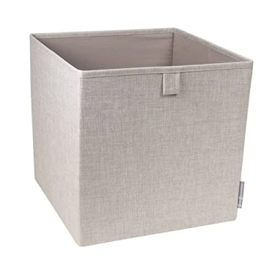 Afbeelding van Bigso Box of Sweden Kubus voor rek kast, grote opbergdoos kleding, speelgoed, kantoorbenodigdheden enz., opvouwbare van polyester en karton, beige