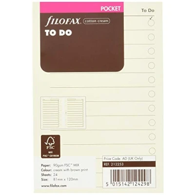 Afbeelding van Filofax vulling pocket to do papier cotton cream