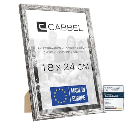 Afbeelding van CABBEL Set van 2 fotolijsten, stevige mdf houten lijst, onbreekbaar plexiglas, om op te hangen en neer zetten, ideaal voor foto&#039;s/afbeeldingen/collage, berkenhout, 18 x 24 cm