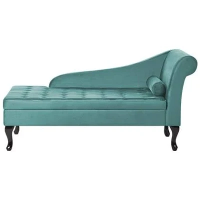 Afbeelding van PESSAC Chaise longue Groenblauw Rechterzijde Fluweel