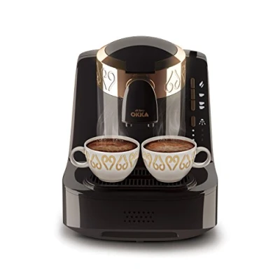 Afbeelding van Arzum OKKA Turkish Coffee Machine OK001BLACK Black &amp; Gold Turks Koffizetapparat Zwart Goud Full Automatic 2 kopjes