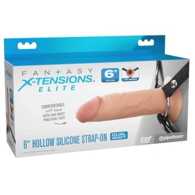 Afbeelding van Pipedream Fantasy X Tensions Strap on met Holle Dildo 15 cm Lichte Huidskleur