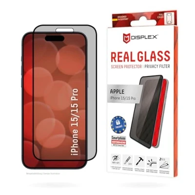 Afbeelding van DISPLEX 01844 Screenprotector (glas) Apple iPhone 15, 15 Pro 1 stuk(s) Meekijkbescherming