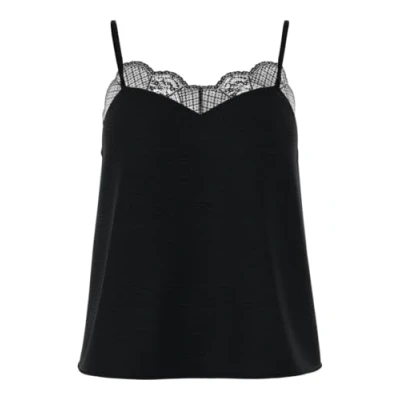 Afbeelding van PIECES Tanktop voor dames, kant, zwart.