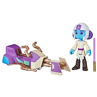 Afbeelding van Star Wars Lys Solay figuur en Speeder Bike voertuig op schaal 10 cm, kleuterspeelgoed voor meisjes jongens, vanaf 3 jaar