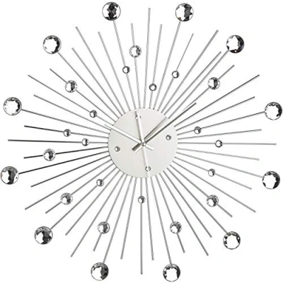Afbeelding van Metalen wandklok versierd met strass
