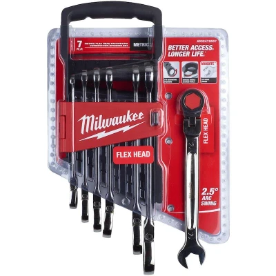 Afbeelding van MILWAUKEE 4932478557 Set ratelringsteeksleutels 144 7 Met ratelfunctie 8, 10, 12, 13, 14, 15, 17 Chroom vanadium staal