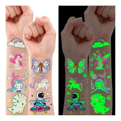 Image de Leesgel Lot de 140 tatouages pour enfants, garçons et filles, différents autocollants, cadeaux d&#039;anniversaire, décoration fête