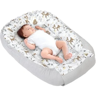 Image de Medi Partners Reducteur de Lit Bebe Réducteur Bébé 100x60x15cm Cocon et Naissance couffin Nid d&#039;ange 100% Coton Gaufre (Cerf avec Gris)