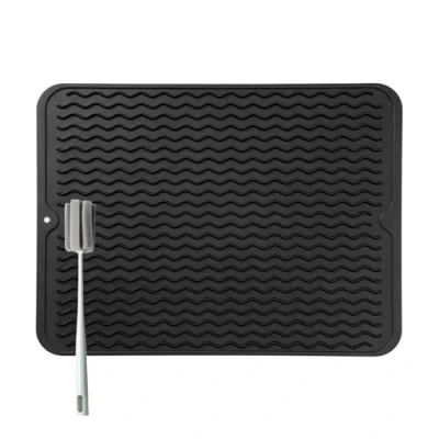 Afbeelding van Siliconen schoonmaakmat voor diensten, 50 x 40 cm, BPA vrij, droogmat, hittebestendig, antislip, poetspad legger, met spons schoonmaakborstel