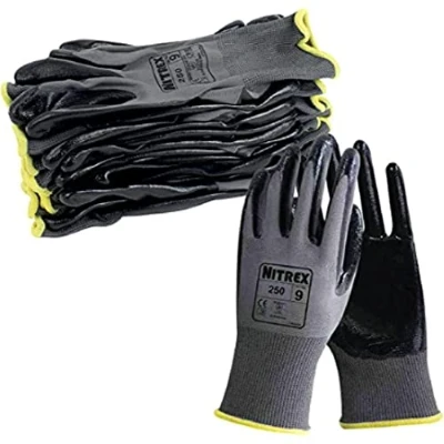Afbeelding van Unigloves Nitrex 250 10 paar handschoenen met nitril coating en polyester voering grijs/zwart