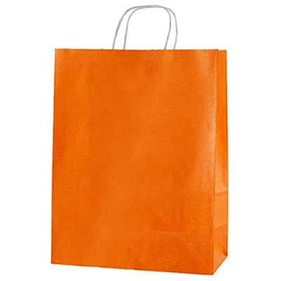 Afbeelding van Thepaperbagstore 25 boodschappentassen van hoogwaardig papier met gedraaide handgrepen, oranje, middelgroot, 250 x 110 310 mm