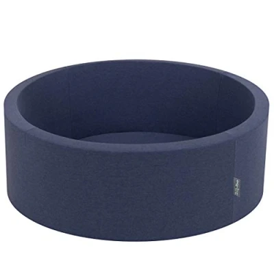 Afbeelding van KiddyMoon Ballenbad met een diameter van 7 cm, rond, gemaakt in de EU, donkerblauw: Grijs/wit/turquoise, 90 x 30 / zonder ballen