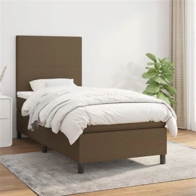 Afbeelding van vidaXL Boxspring met matras stof donkerbruin 100x200 cm