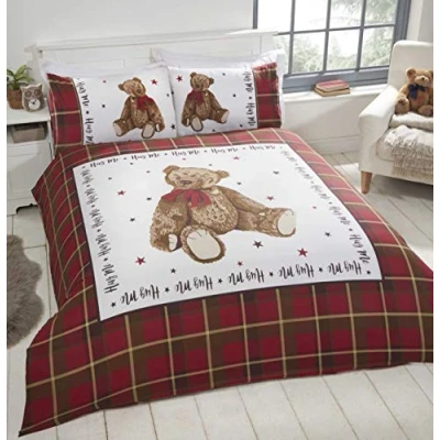 Afbeelding van Dekbedovertrek Hug me bear Rood Blended katoen 135x200cm 1st. 50x75cm Kussensloop