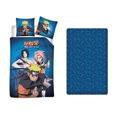 Afbeelding van Aymax 3 delige beddengoedset Naruto dekbedovertrek 140 x 200 cm + kussensloop 63 hoeslaken 90 190