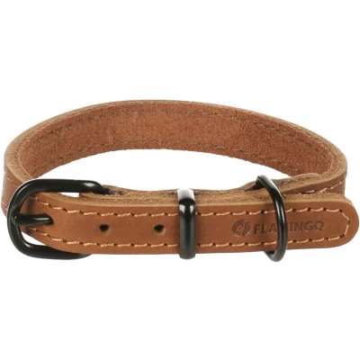 Afbeelding van Leren halsband hond Montana cognac XS S
