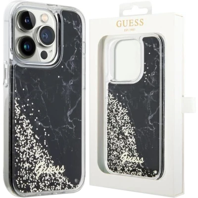 Afbeelding van Guess GUHCP14LLCSGSGK hoesje voor iPhone 14 Pro zwart Liquid Glitter Marble