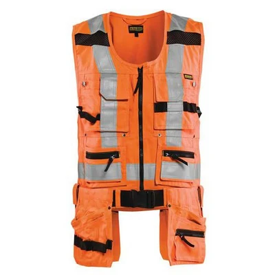Image de Gilet porte outils haute visibilité orange fluorescent, anneau D