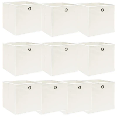 Afbeelding van Opbergboxen 10 st 32x32x32 cm stof wit