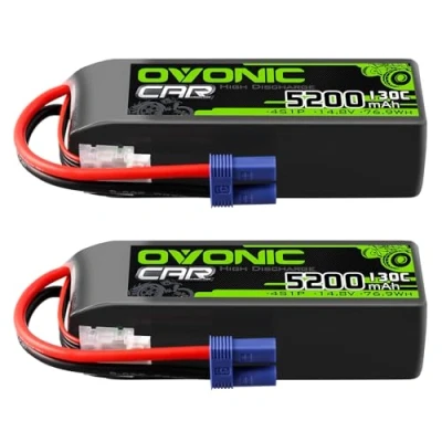 Afbeelding van OVONIC Lipo 4S 14,8 V 5200 mAh 130 C accu met EC5 stekker voor RC auto truggy quadcopter helikopter vrachtwagen boot vliegtuig 2 stuks