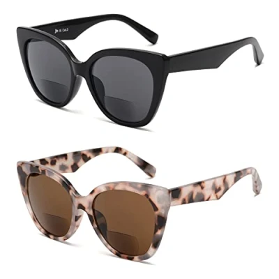 Afbeelding van JM Klassieke leesbril Cateye elegante oversized zonnebril voor dames, Zwart + schildpad