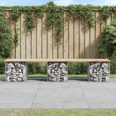 Afbeelding van Tuinbank Schanskorfontwerp 203x44x42 cm massief grenenhout