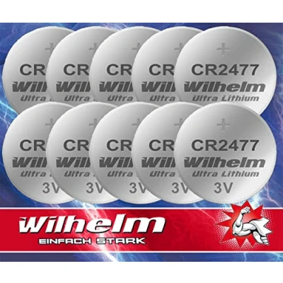 Afbeelding van Wilhelm 10 stuks CR2477 CR 2477 3 V 1070 mAh lithium knoopcellen Ø 24 x 7,7 mm DL2477