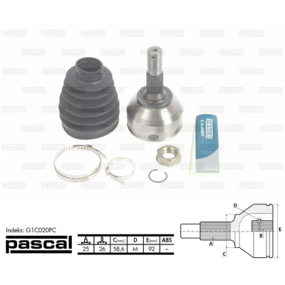 Afbeelding van PASCAL G1C020PC Homokineet Wielzijde CITROËN: C5 II Hatchback, Estate