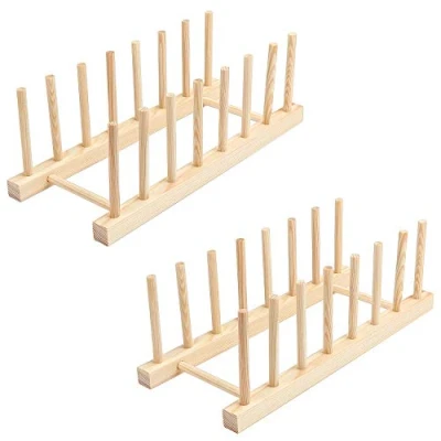 Afbeelding van Coolty 2 Pack Bamboe Rack Keuken Hout Houder Schotel Opberglade Afdruiprek Plaat Stand .