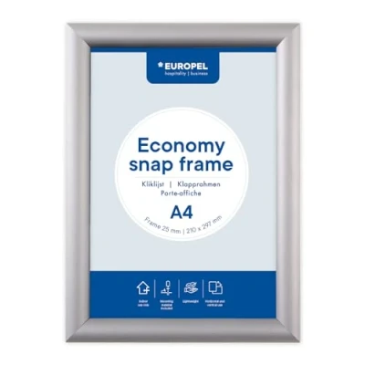 Afbeelding van Europel Economy Kliklijst Posterlijst A4 21 x 29,7 cm 25mm Aluminium Zilver