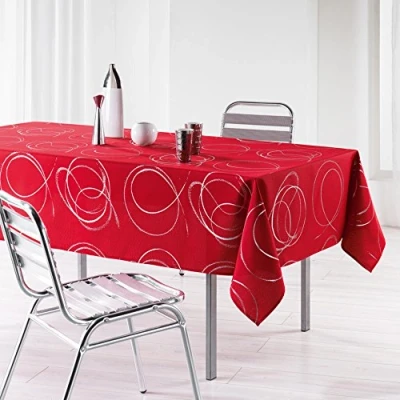 Image de Nappe en polyester Argent Bully rouge 150 x 240 cm