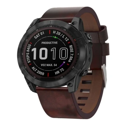 Afbeelding van Leren bandje Bruin Garmin Fenix 7X / 6X 5X Kunstleer