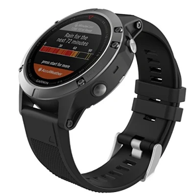 Afbeelding van MoKo Armband compatibel met Garmin Fenix 7/6/6 Pro/5/5 Plus/Epix Gen 2/Forerunner 955/945/935/Instinct/Instinct 2/Approach S62/S60, Quick Fit 22 mm reservearmband van siliconen, zwart