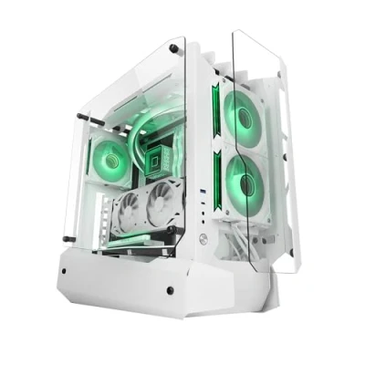 Afbeelding van MARSGAMING MC EDGE, ATX gaming behuizing, outdoor design, drievoudig paneel van gehard glas, PC Mid Tower, houder voor vloeistofkoeling tot 240 mm, intern kabelbeheersysteem