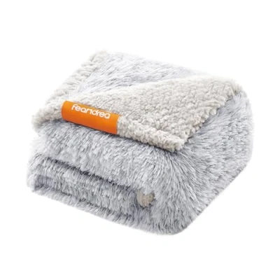 Afbeelding van Feandrea Hondendeken, waterafstotend, lange pluche deken voor miniatuurhonden, katten, 73 x 63 cm, S, sherpa fleece, omkeerbaar, bescherming bank, schaduwgrijs PPB003G01