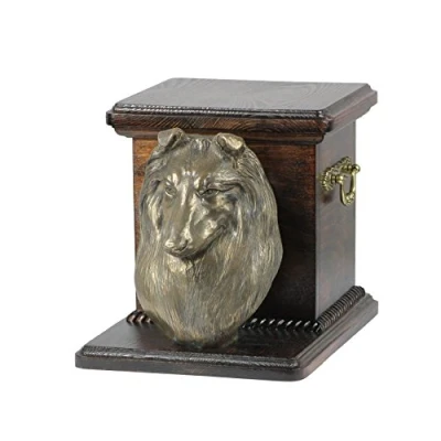Afbeelding van Elegante urn hond voor hondenas met beeldje van Schotse Herdershond