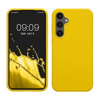 Afbeelding van kwmobile telefoonhoesje geschikt voor Samsung Galaxy S23 FE Hoesje met siliconen coating Smartphone case in stralend geel