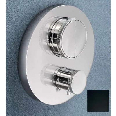 Afbeelding van SB Push Round Inbouw thermostaatkraan met drukknop omsteller en volumeregelaar mat zwart 1208955065
