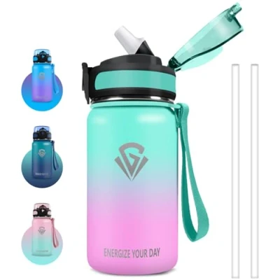 Afbeelding van Grsta 500 ml thermosfles voor kinderen, BPA vrije waterfles, 18/8 roestvrij staal, lekvrije metalen fles, school, sport, camping, fitnessstudio,