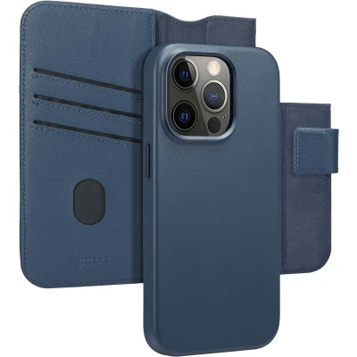 Afbeelding van Accezz Hoesje geschikt voor iPhone 14 Pro Leather Bookcase 2 in 1 MagSafe Nightfall Blue
